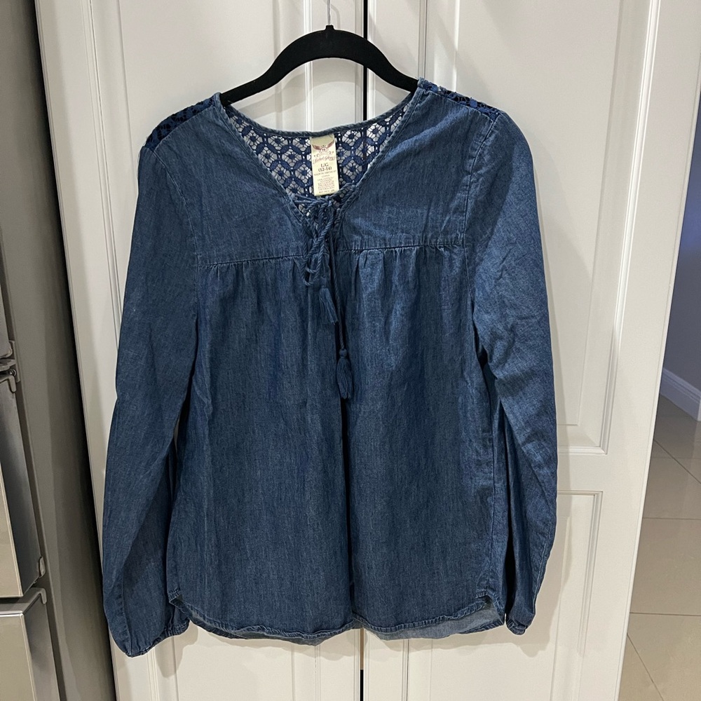 🔴 Faded Glory chambray women’s top size L